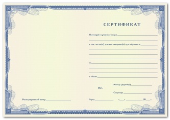 Бланк корочки сертификата синяя рамка