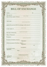 Бланк переводного векселя "Bill of exchange" 